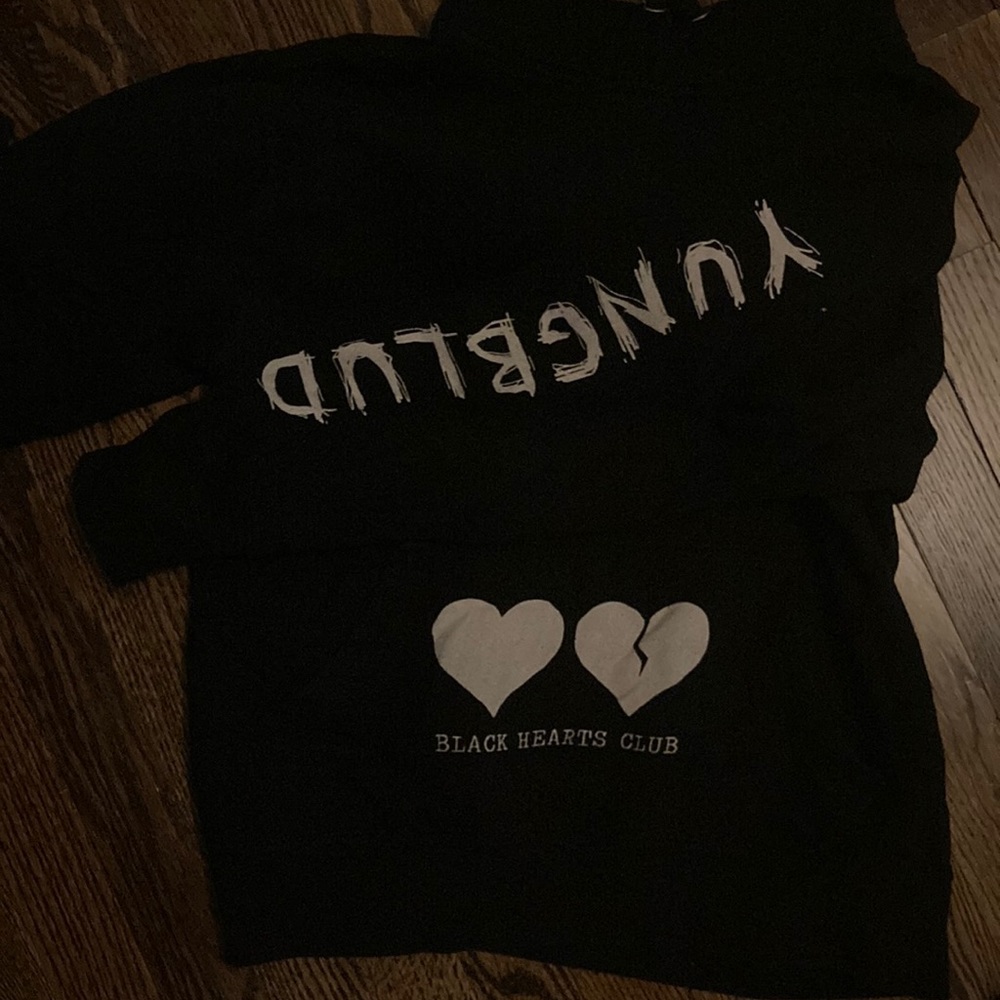 YUNGBLUD Blackhearts Club Black hoodie.